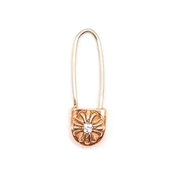 Chrome-Hearts-22K-Gold-Diamond-Safety-Pin-Earring-1