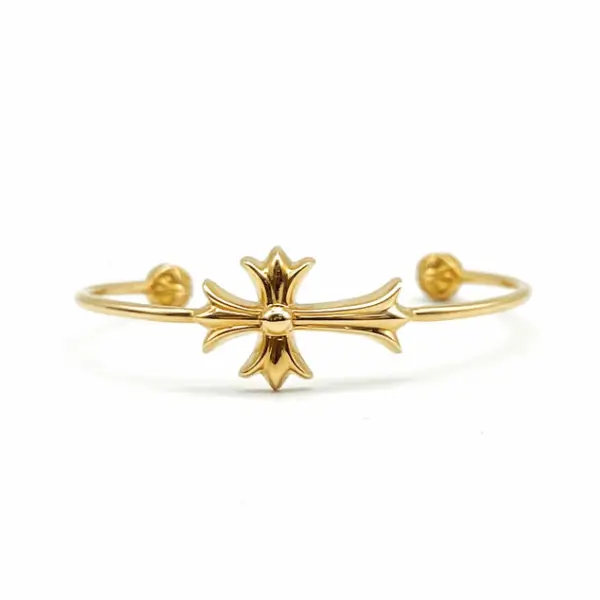 Chrome-Hearts-22k-Gold-Tiny-Cross-Bangle-Bracelet-1