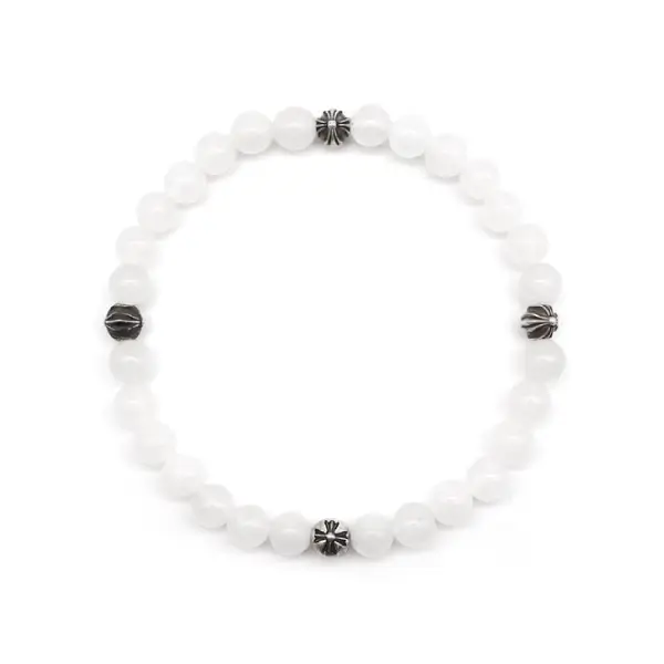 Chrome-Hearts-6mm-White-Beaded-4-Silver-Cross-Ball-Bracelet-1