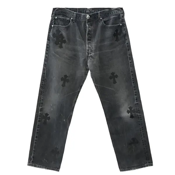 Chrome-Hearts-Black-Cross-Patch-Jeans-1