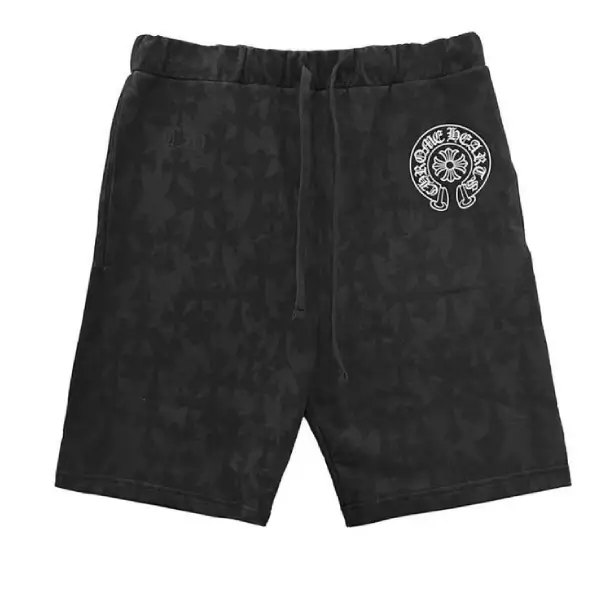 Chrome-Hearts-Black-Tonal-Monogram-Horseshoe-Logo-Shorts-1