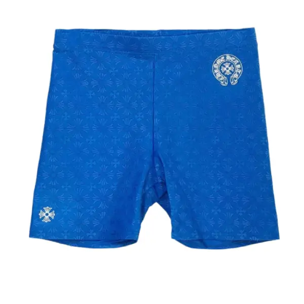 Chrome-Hearts-Blue-Horseshoe-Logo-Biking-Shorts-1