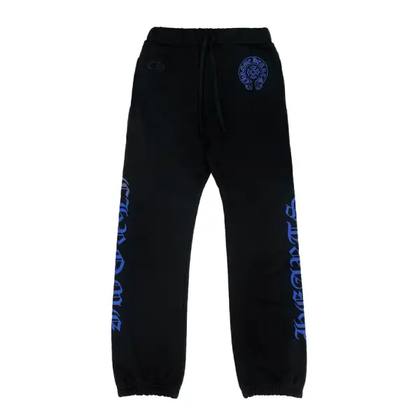 Chrome-Hearts-Blue-Horseshoe-Script-Black-Sweatpants-1