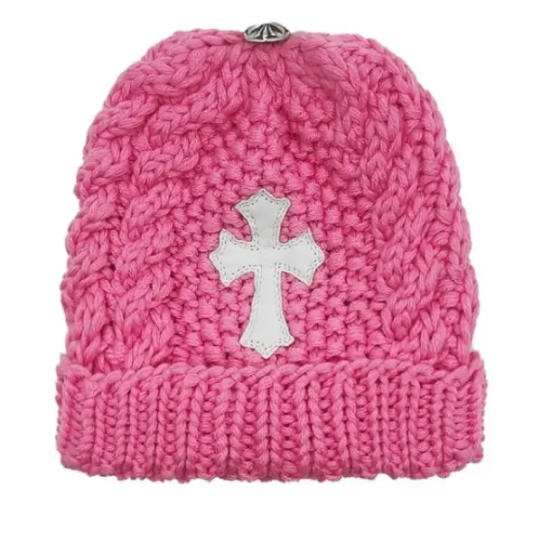 Chrome-Hearts-Cross-Patch-Cashmere-Pink-Beanie-For-Kids-1