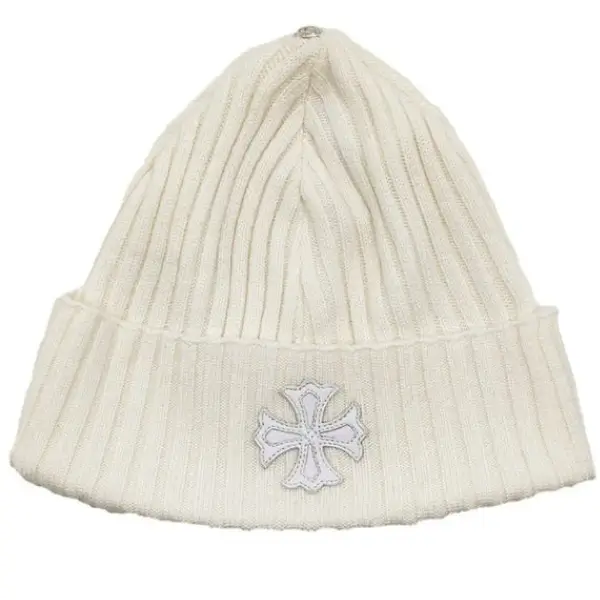Chrome-Hearts-Cross-Patch-Cashmere-White-Beanie-1