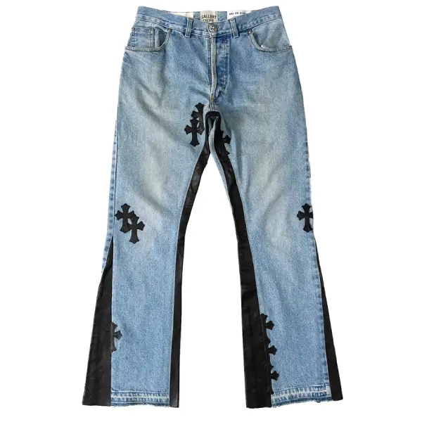 Chrome-Hearts-Gallery-Dept-Cross-Patch-Flare-Denim-Jeans-1