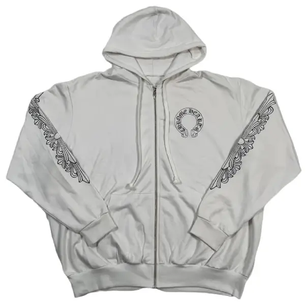 Chrome-Hearts-Horseshoe-Floral-Zip-Up-Hoodie-White-1