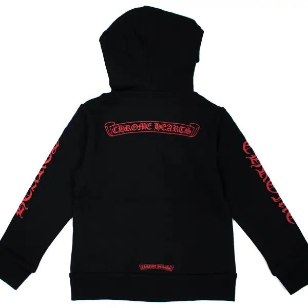 Chrome-Hearts-Kids-Scroll-Logo-Hoodie-Black_Red-1