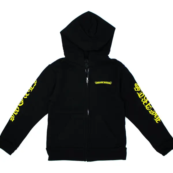 Chrome-Hearts-Kids-Scroll-Logo-Hoodie-Black_Yellow-1