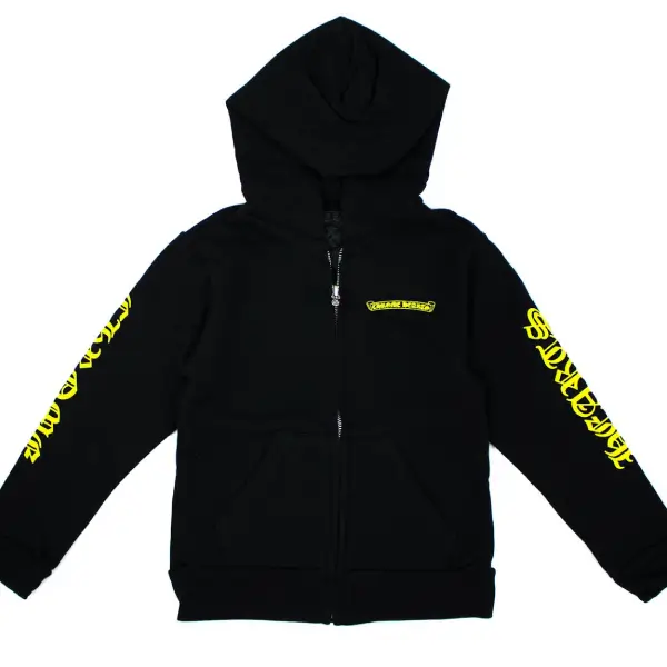 Chrome-Hearts-Kids-Scroll-Logo-Zip-Up-Hoodie-Black_Yellow-1