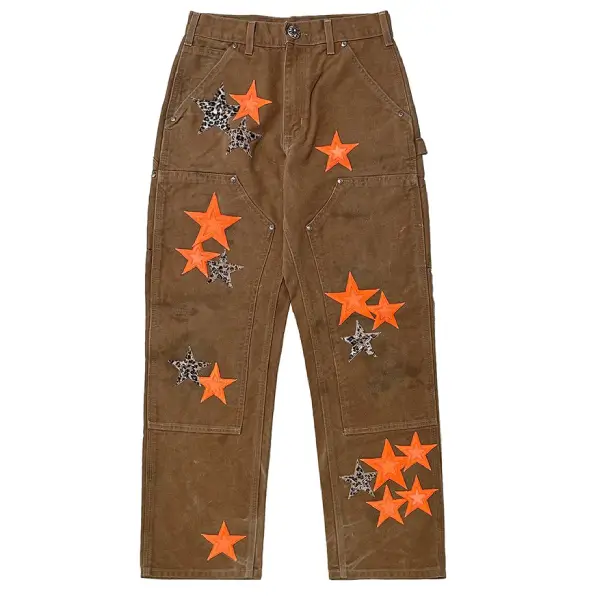 Chrome-Hearts-Las-Vegas-Exclusive-Orange-Leopard-Star-Leather-Patch-Carpenter-Pants-1