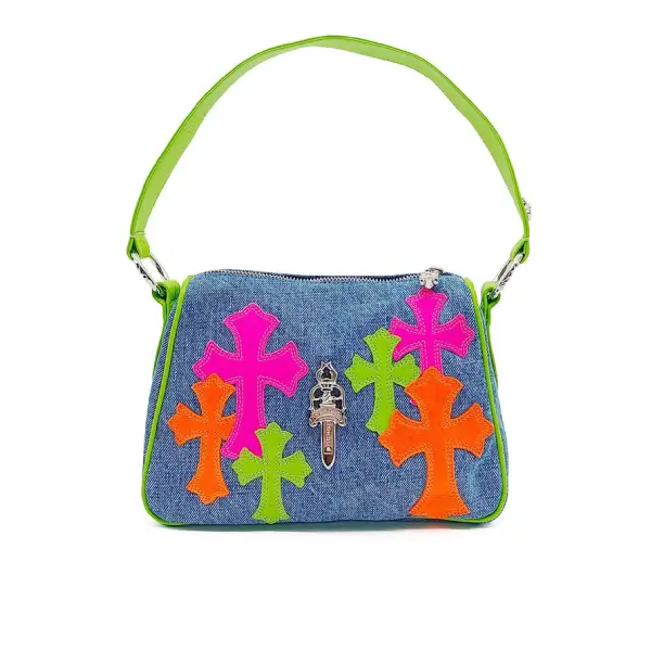 Chrome-Hearts-Miami-Art-Basel-Multi-Color-Patch-Denim-Cross-Patch-Nugget-Bag-1