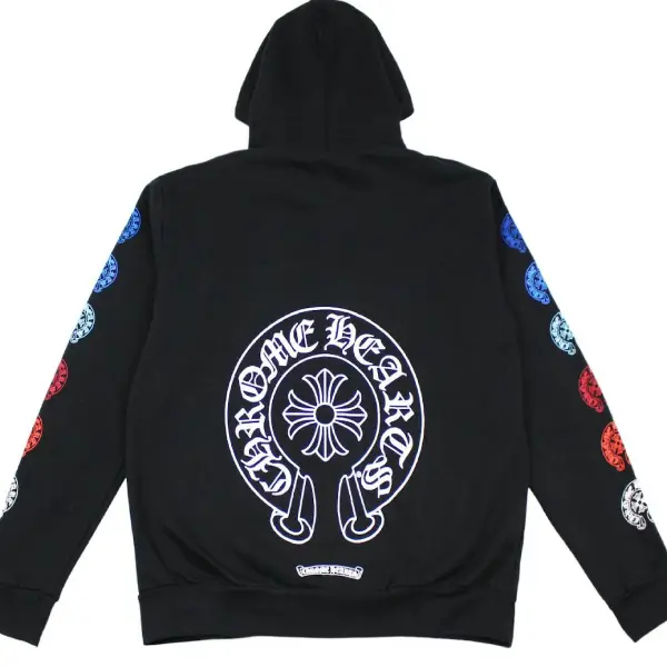 Chrome-Hearts-Multi-color-Horseshoe-Logo-Zip-Up-Hoodie-Black-1