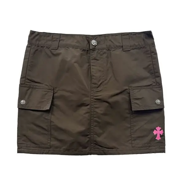 Chrome-Hearts-Pink-Cross-Nylon-Brown-Utility-Skirt-1