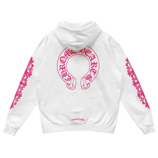 Chrome-Hearts-Pink-Horseshoe-Floral-Sleeve-Pullover-Hoodie-Back-1