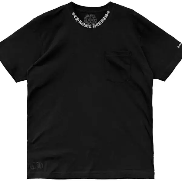 Chrome-Hearts-Short-Sleeve-Pocket-Crew-T-shirt-Black-Front-1