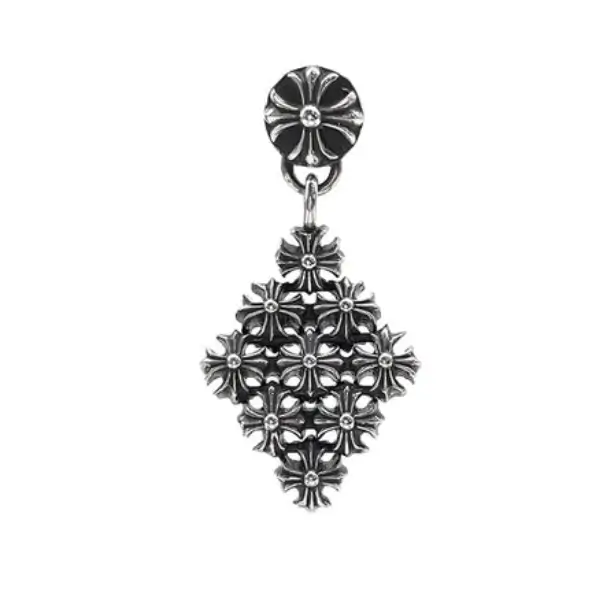 Chrome-Hearts-Silver-Cross-Dangle-Earring-Drop-1