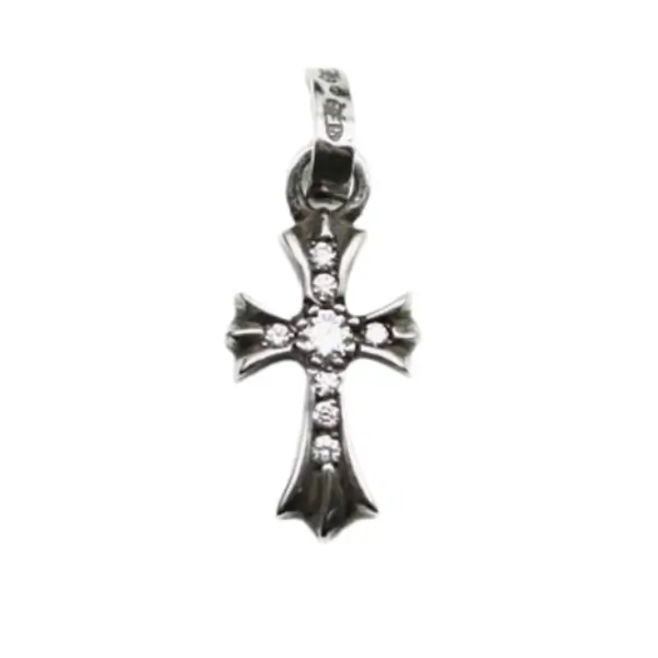 Chrome-Hearts-Silver-Diamonds-Babyfat-Cross-Charm-Pendant-1