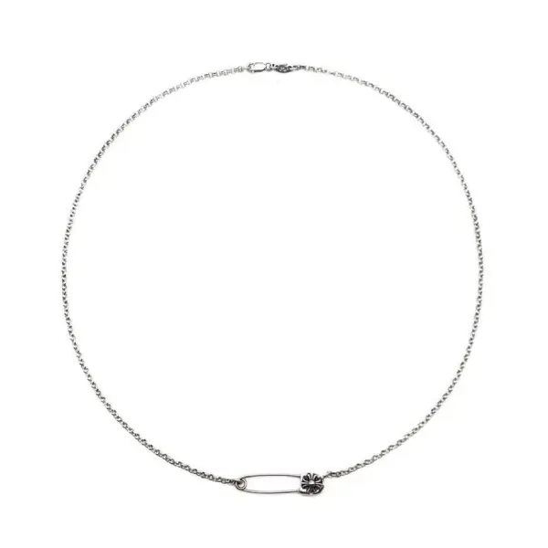Chrome-Hearts-Silver-Pin-Clip-Single-Diamond-Roll-Chain-Necklace-1