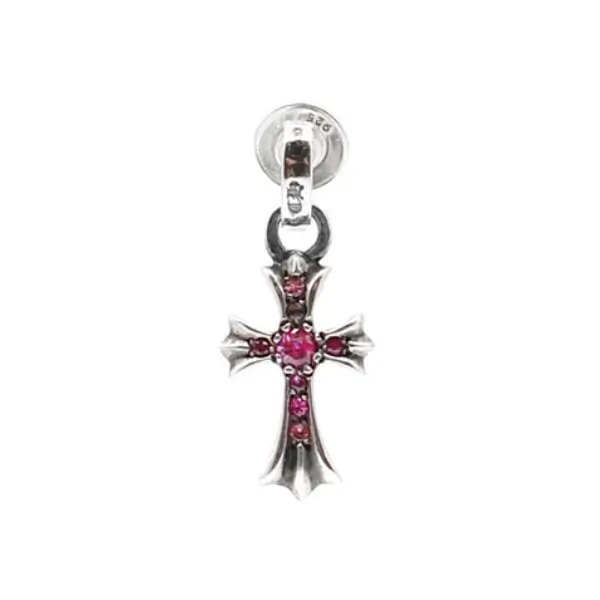 Chrome-Hearts-Silver-Pink-Saph-Babyfat-Earring-Drop-1