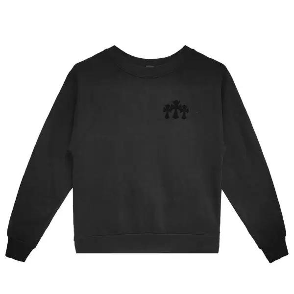 Chrome-Hearts-Triple-Cross-CH-Letter-Black-Sweatershirt-Front-1