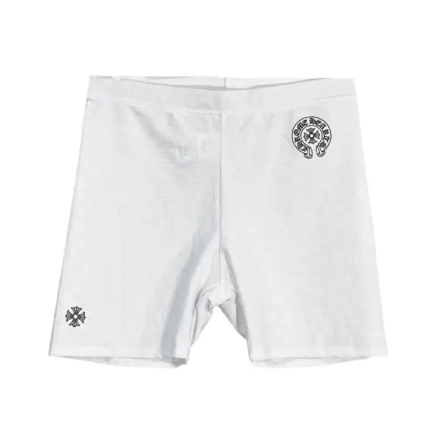 Chrome-Hearts-White-Horseshoe-Logo-Biking-Shorts-1