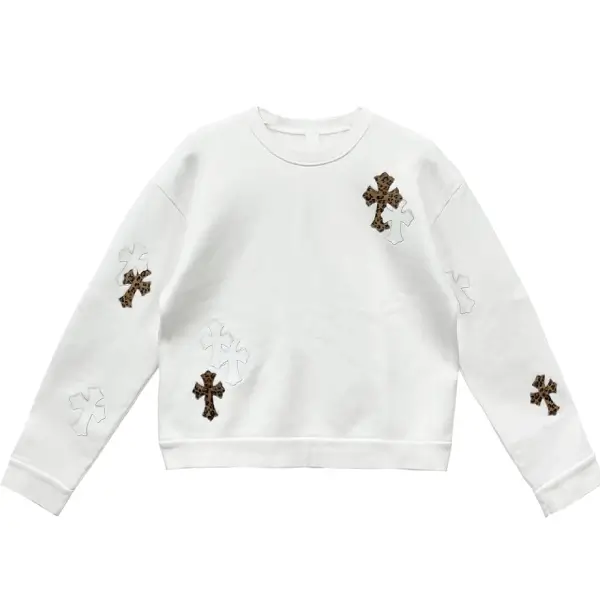 Chrome-Hearts-WhiteLeopard-Cross-Patch-Crewneck-Sweatshirt-1
